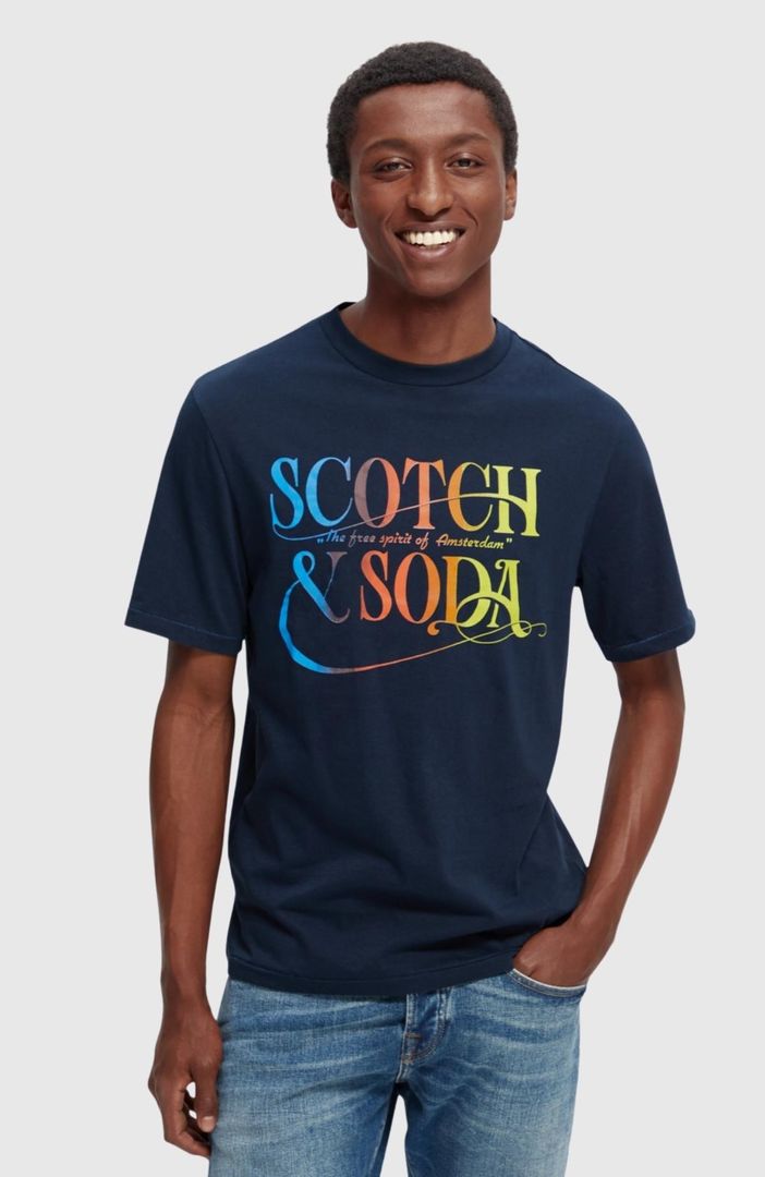 SCOTCH & SODA - Logo artwork cotton-jersey t-shirt