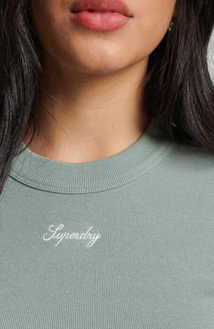 SUPERDRY - Rib Long Sleeve Emb Fitted Top